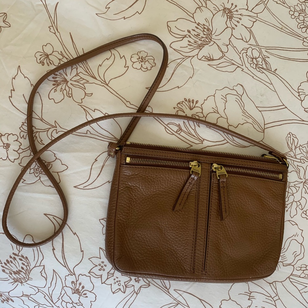 Fossil Mini Tan Leather Crossbody